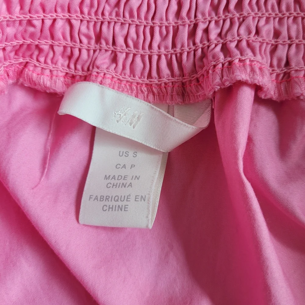 Smocked Peasant Blouse With Puff Sleeves Cotton Pink Small Cottagecore - Picture 11 of 14